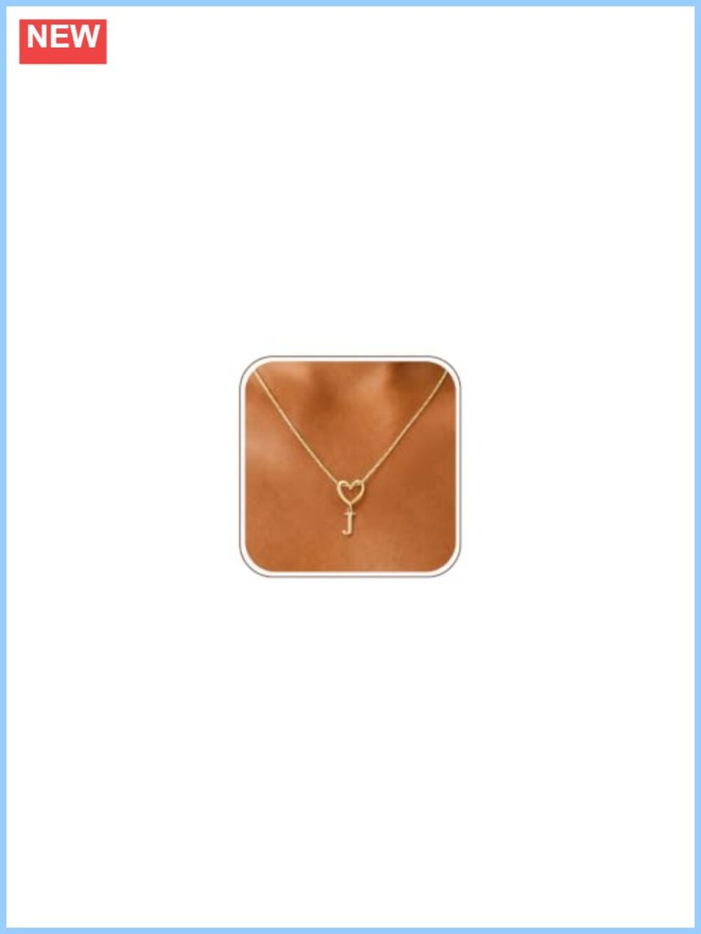 14K Gold Plated Heart Pendant Necklace with Initial Letter Charm